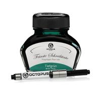 Octopus Fluids Tiefgrün Writing Ink with Converter, Fountain Pen Ink, Green 30 ml