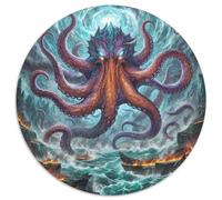 Octopus God Beast 1000 Pieces Jigsaws Stress Reliever Difficult Challenge for Adults Kids Creative Cute Animals Creative Round Jigsaw Puzzles Home Decor Gifts And Gifts 1000pcs (67.5x67.5cm)