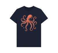 Octopus Hand-Drawn Illustration T-Shirt Navy Blue