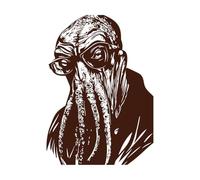 Octopus Head Alien with Glasses Art Wall Stickers 57.6x80.6cm Waterproof Coffee