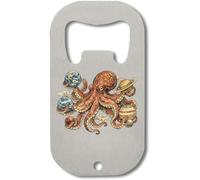 Octopus Holding Planets in Space Stainless Steel Bottle Opener Silver