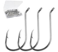 Octopus Hook Fishing Beak Circle Hooks, 50pcs Offset Fishing Hooks High Carbon Steel Barbed J Hook Sharp Strong for Saltwater Freshwater Bass Tuna Walleye Trout (1#-50pcs)