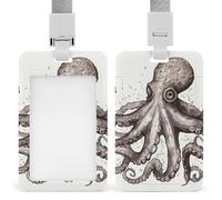 Octopus ID Badge Holder Durable ABS Plastic Card Case Protector with Lanyard, Push-Pull Slot, Stylish Lanyard ID Card Holders for Office Corporate Use