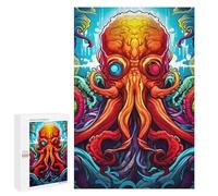 Octopus Illustration Decorative Wooden Puzzle, 1000 PCS - Weekend Puzzle Project - to Assemble, Frame And Display