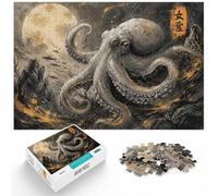 Octopus Illustration with Japanese Text Jigsaw Puzzle, 1000 Piece | For the Christmas break, this adult jigsaw puzzle with 1000 pieces works well for shared time during the holidays.
