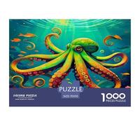 Octopus Impossible Hard Difficult Challenging 1000 Piece Puzzle - Rainbow Octopus Coral Reef Psychedelic Vivid for Adults Decompression Great Gift Idea70x50cm/1000pcs