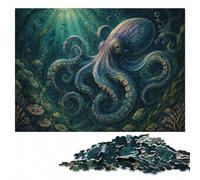 Octopus in Ocean Waves Detailed Wooden Jigsaw Puzzle 500 Pieces for Adults | A flexible puzzle activity: a simple way to organise the image at your own pace.