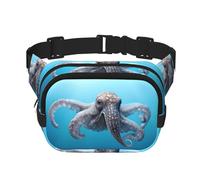 Octopus in the Sea Printed Fashion Crossbody Bag, Hiking Waist Bag, Square Double Layer Travel and Fitness Shoulder Bag