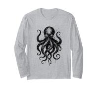 Octopus Ink Art Grunge Aesthetic Ocean Nautical Sea Creature Long Sleeve T-Shirt