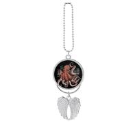 Octopus Intertwined Car Hanging Ornament, Car Charms for Rear View Mirror for Women Men, Boho Handmade Angel Wings Pendant Auto Ornament, Rearview Mirror Hanging Accessories-Silver