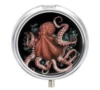 Octopus Intertwined Pill Box Round Portable Small Pill Case Waterproof Travel Pill Box Organizer for Pocket Purse and Daily Convenience