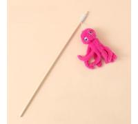 Octopus & Jellyfish Cat Teaser Wand - Interactive Cat Toy with Wooden Rod, Bell & Plush Design, Durable Cat Wand for Batting, Chasing & Self-Play (Red octopus)