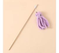 Octopus & Jellyfish Cat Teaser Wand - Interactive Cat Toy with Wooden Rod, Bell & Plush Design, Durable Cat Wand for Batting, Chasing & Self-Play (Purple octopus)