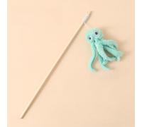 Octopus & Jellyfish Cat Teaser Wand - Interactive Cat Toy with Wooden Rod, Bell & Plush Design, Durable Cat Wand for Batting, Chasing & Self-Play (Green octopus)