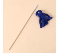 Octopus & Jellyfish Cat Teaser Wand - Interactive Cat Toy with Wooden Rod, Bell & Plush Design, Durable Cat Wand for Batting, Chasing & Self-Play (Blue Octopus)