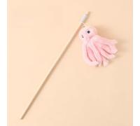 Octopus & Jellyfish Cat Teaser Wand - Interactive Cat Toy with Wooden Rod, Bell & Plush Design, Durable Cat Wand for Batting, Chasing & Self-Play (Pink octopus)