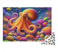 Octopus Jigsaw Puzzle The Underwater World 1000 Pieces 100% Recycled Board Thick for Adults Kids Challenge Gift Indoor Leisure Puzzle 52x38cm/1000pcs