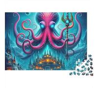Octopus Jigsaw Puzzle The Underwater World 1000 Pieces Extra-thick Cardboard for Kids Beginners Indoor Leisure Puzzle 52x38cm/1000pcs