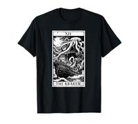 Octopus Kraken Sea Monster Nautical Tarot Card Distressed T-Shirt