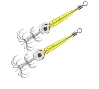 Octopus Lures Having and Night Wateractivated Light for Beads Cuttlefish Abs Luminous Fishing Jig 2pcs Led Glow Squid Reflective Hooks (4 Yellow)