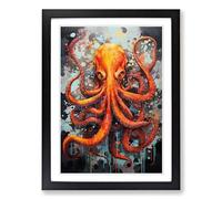 Octopus Modern Framed Print | A2 Black Framed Wall Art | Ready to Hang | Modern Animal Picture | Living Room Bedroom Lounge Office
