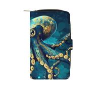 Octopus Monster Cthulhu Long Zippered Pouch Slim Clutch Organizer Purse Money and Credit Card Holder for Men Women