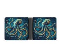 Octopus Monster Cthulhu Printed Bifold Wallet with Hidden Compartments Pocket Money and Credit Card Holder for Men Women