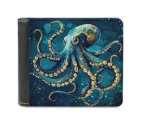 Octopus Monster Cthulhu Printed Bifold Wallet with Hidden Compartments Pocket Money and Credit Card Holder for Men Women