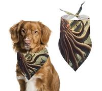 Octopus Monster Storm Waves And Sailors Ship Cute Dog Bandanna Scarf Printed Adjustable Triangle Pet Kerchief for Dogs And Cats