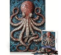 Octopus Mosaic Art Hard Jigsaw Puzzle for Adults 1000 Pieces Solid Logic Toy Simple Fun Precision Cut (50x75cm)