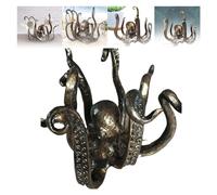 Octopus Mug Holder, Octopus Cup Holder, Octopus Coffee Mug Holder, Retro Resin Octopus Desktop Statue, Kitchen Dining Bar Statue Accessory,Funny Pendant Tea Cup Holder (Black)