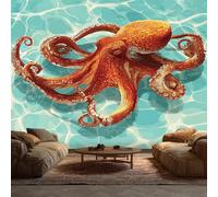 Octopus Mural Wallpaper - Ocean Kraken Wall Paper, Octopus Home Decor, Non-Woven Waterproof Print Wallpapers for Bedroom Living Room, Feature Walls Mural 100x70 cm GzA18
