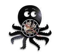 Octopus Nautical Wall Art Wall Clock Kraken Octopus Vinyl Record Wall Clock Deep Sea Navy Home Decor Modern Clock Wall Watch Without LED