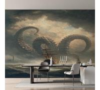 Octopus Nautical Wallpaper, Kraken Pirate Ship Wallpaper, Photo Wall Paper for Living Room Bedroom, Wall Mura, Home Decor, 366 x 254 cm 0P-96