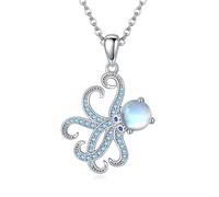 Octopus Necklace Sterling Silver Moonstone Tentacle Pendant Ocean Animal Mother's Day Jewellery for Women Mum