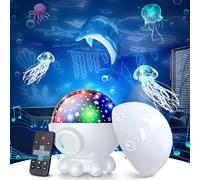 Octopus Night Light Projector -17 Light Modes Ocean Star Projector with 360° Rotation,3 Projection Films,9 Lullaby Songs, Night Lights with Remote&Timer for Birthday Holidays Gifts (White) (White)