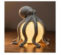 Octopus Ocean Decor Table Lamp, 6in Coastal Octopus Night Light with Warm LED Glow, USB LED Ocean Themed Bedside Light, Octopuses Nautical Accent Light for Bedroom Living Room，A03