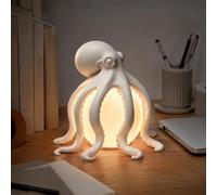 Octopus Ocean Decor Table Lamp, Coastal Octopus Night Light | Warm LED Glow, Resin Marine Animal Ornament, Octopuses Nautical Accent Light for Bedside Living Room Shelf, Beach House Gift