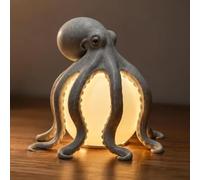 Octopus Ocean Decor Table Lamp, Coastal Octopus Night Light | Warm LED Glow, Resin Marine Animal Ornament, Octopuses Nautical Accent Light for Bedside Living Room Shelf, Beach House Gift