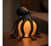 Octopus Ocean Decor Table Lamp, Coastal Octopus Night Light | Warm LED Glow, Resin Marine Animal Ornament, Octopuses Nautical Accent Light for Bedside Living Room Shelf, Beach House Gift