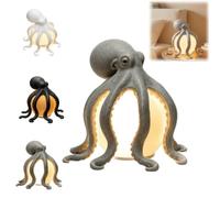 Octopus Ocean Decor Table Lamp,Sculpted Resin Octopus Led Night Light (Gray)