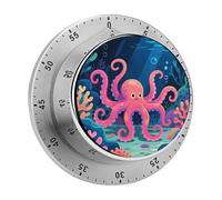 Octopus on The Seabed Timers Kitchen Chef Cooking Timers Portable Countdown Alarm Loud Countdown Clock Waterproof Stainless Steel Timer Compact 60-Minute Mechanical Timer Daily Use