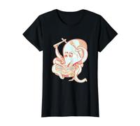 Octopus Opening a can of Tuna Value Graphic T-Shirt, Women, Black, L
