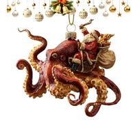 Octopus Ornaments for Christmas Tree, 2D Coastal Acrylic Home Decoration, Hand-Painted Octopus Christmas Decoration | for Adults Friends Tree Halloween Thanksgiving Parties New Year