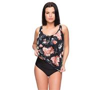 Octopus Oversize Tankini Set mit High Waist Slip 2tlg. Badeanzug Verschiedene Farben f5493 Farbe: G(1448)+S9(sw) Tankini Schwarz/Apricot, Slip (sw), Gr. 42