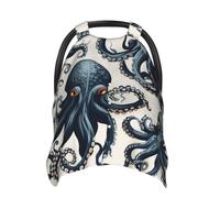 Octopus Pattern Baby Car Seat Canopy Cover, Multi Use Breathable Nursing Breastfeeding Covers for Mom Soft Stroller Sun Shade Newborn Shower Gift