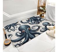 Octopus Pattern Bath Mat Rug - Super Soft Absorbent Bathroom Rugs Non-Slip Quick Dry Washable Bathroom Floor Mat for Shower Tub, Coral Velvet Kitchen & Entryway Rugs 15.7"x23.6"