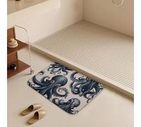 Octopus Pattern Bath Mat Rug - Super Soft Absorbent Bathroom Rugs Non-Slip Quick Dry Washable Bathroom Floor Mat for Shower Tub, Coral Velvet Kitchen & Entryway Rugs 19.7"x31.5"