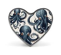 Octopus Pattern Button Pin Heart Shape Alloy Lapel Pins Badges Novelty Funny Enamel Pins Personalized Pinback Button Badges Cute Heart Brooche for Jackets Bags