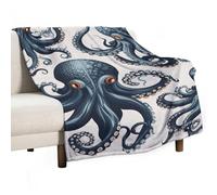 Octopus Pattern Flannel Throw Blanket - 40"x60" Soft Lightweight Plush Blanket for Couch Bed Sofa, Oversized Camping Travel Blankets, Machine Washable Home Decor Gift for Men Women